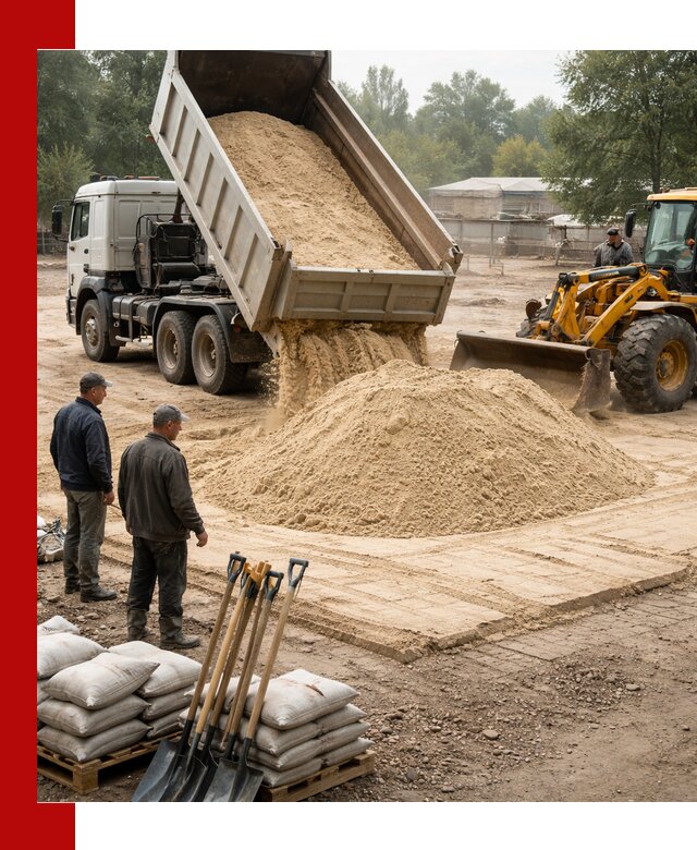 Доставка мытого песка в Зеленокумске с самосвалами по выгодной цене