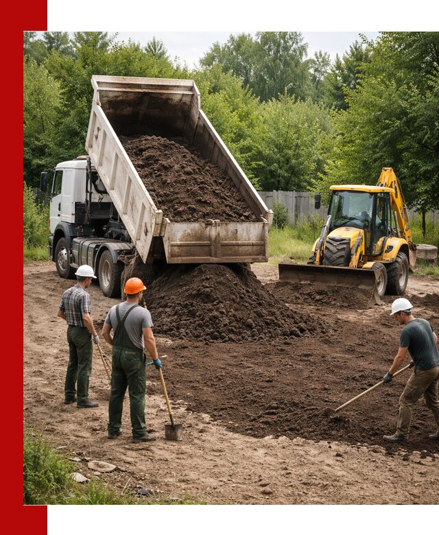 Доставка и укладка грунта для выравнивания участка в Зеленокумске