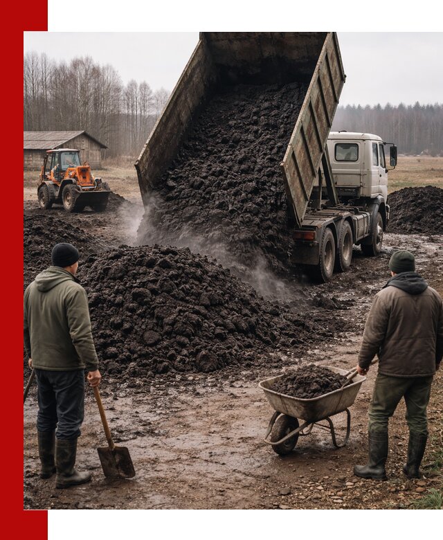 Доставка низинного торфа с разгрузкой и доставкой в Зеленокумске