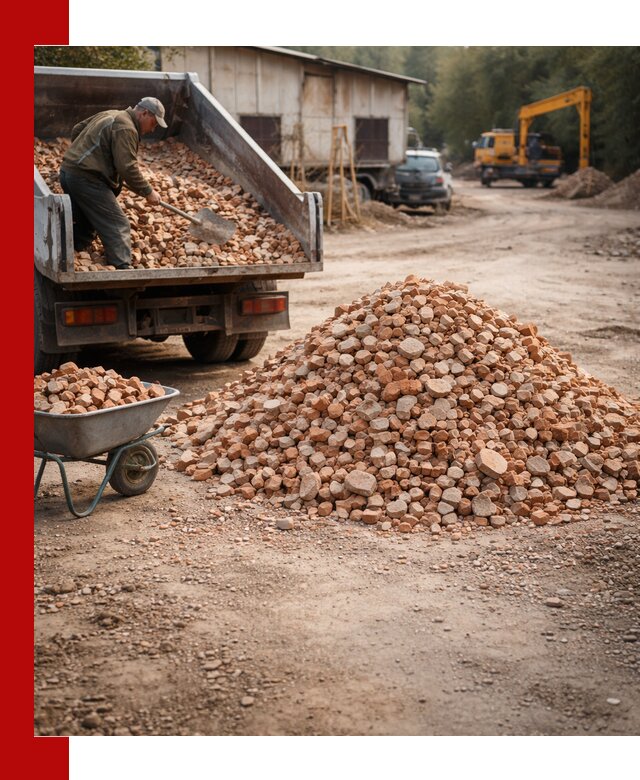 Доставка и подушка из боя кирпича с разгрузкой в Зеленокумске