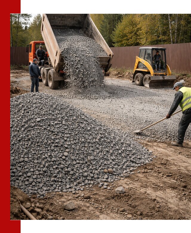 Отсыпка участка щебнем с доставкой и уплотнением в Зеленокумске