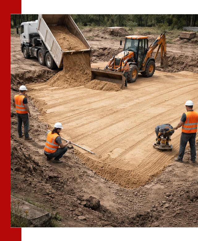 Устройство песчаной подушки для фундаментов и дорог в Зеленокумске